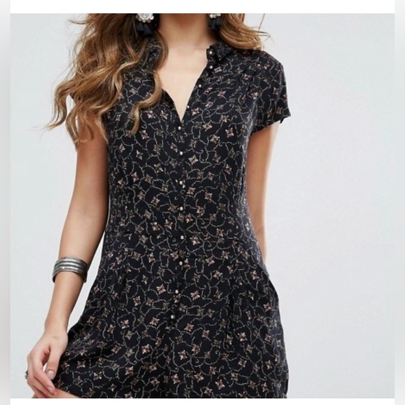Free People NWT Debby Dot Romper in Black Combo - Picture 2 of 10